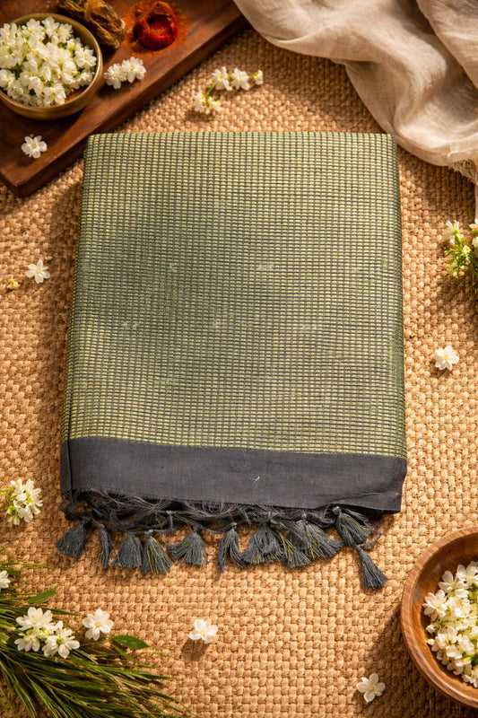 Black Chanderi Cotton Saree - SOL BY SMITHA