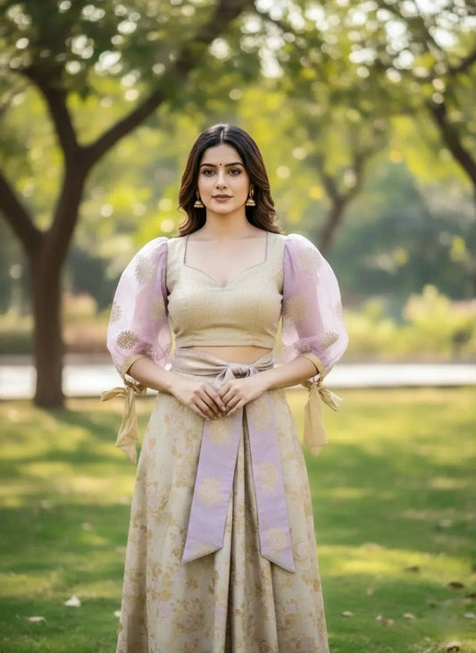 Golden - Purple Sleeve Blouse - SOL BY SMITHA