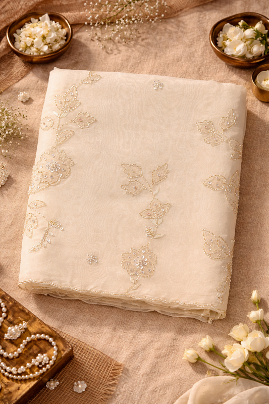 Silk Organza with Applique Work Saree