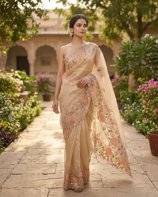 Pure organza with heavy handwork saree SOL BY SMITHA