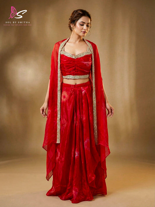 Draped Skirt With Overcoat