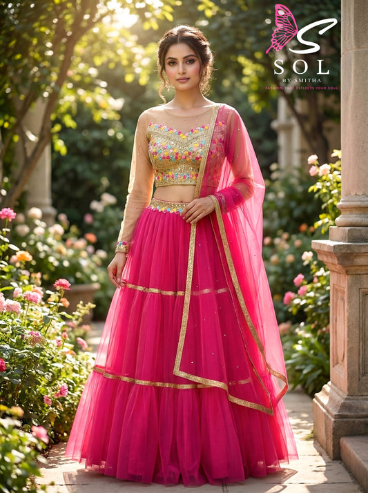 Pink color Lehenga