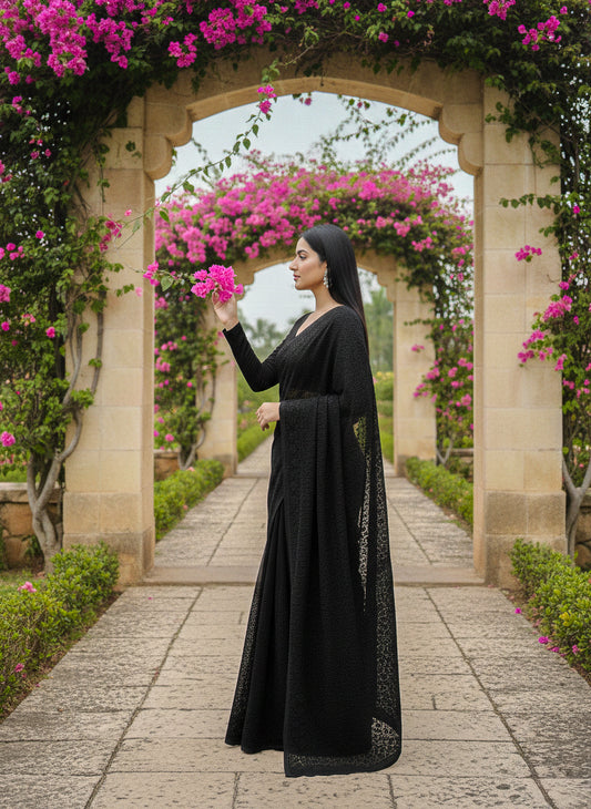 Chikankari with stone work