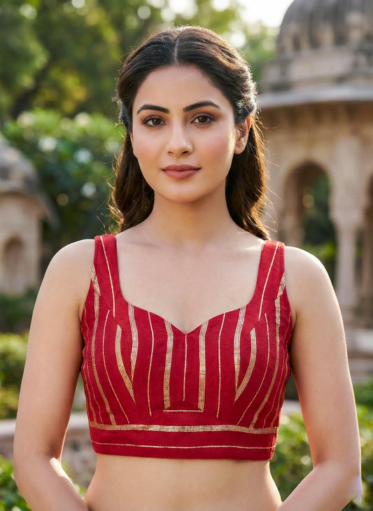 Red Sleeveless Blouse