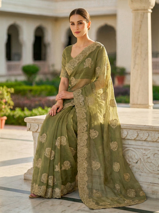 Silk organza stone work