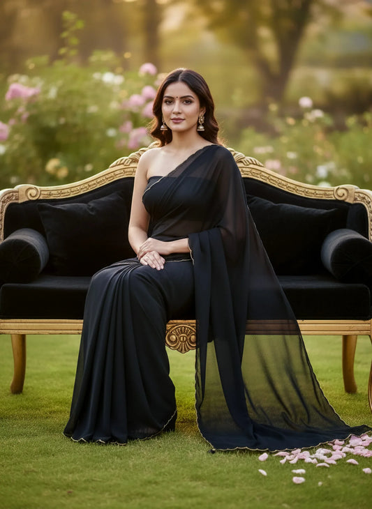 Georgette Black Saree - SOL BY SMITHA