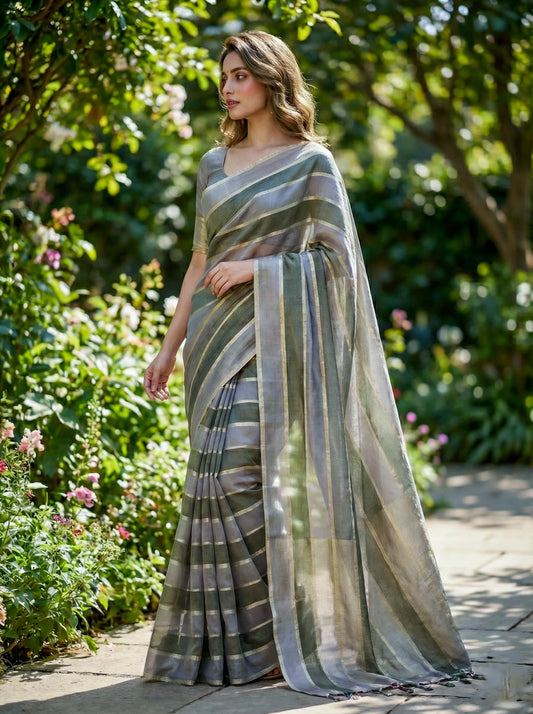 Grey Organza Saree - SOL BY SMITHA