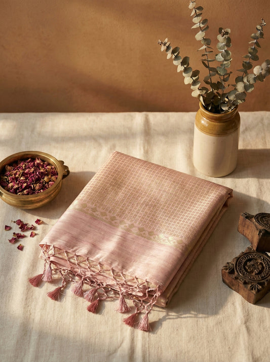 Onion Pink Chanderi saree with Zari