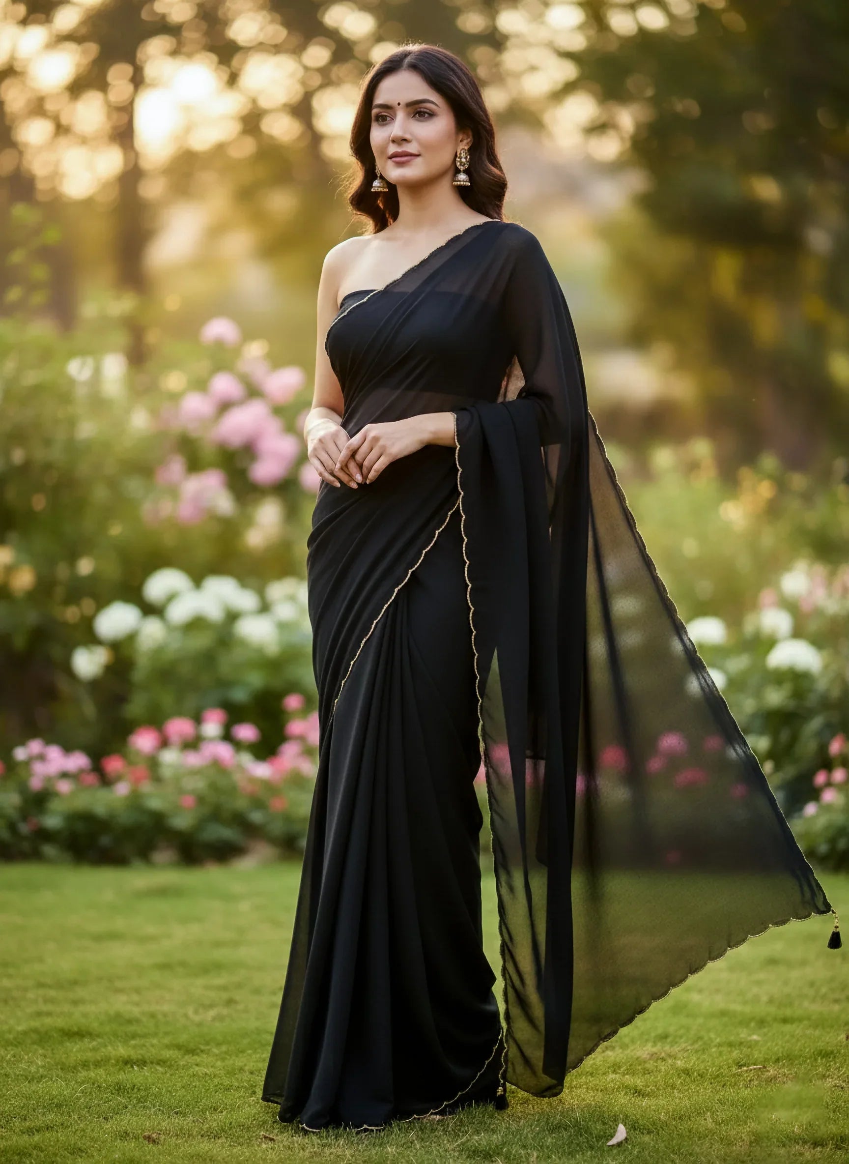 Georgette Black Saree - SOL BY SMITHA