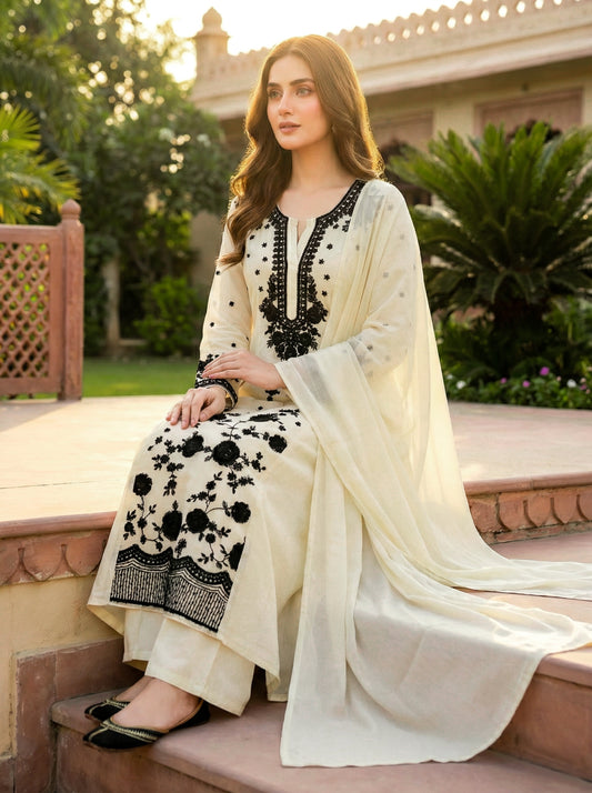 Georgette Black & White Party Salwar Set