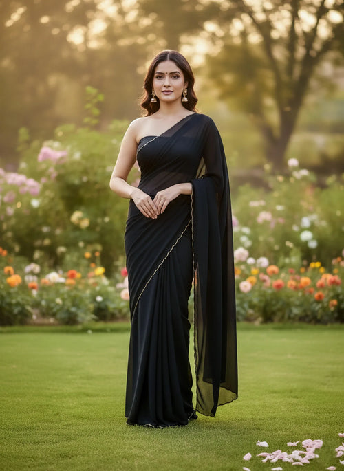 Georgette Black Saree - SOL BY SMITHA
