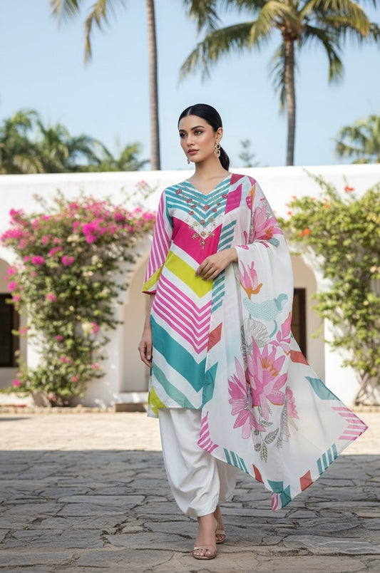 Multi-Color Stripe Line Dress