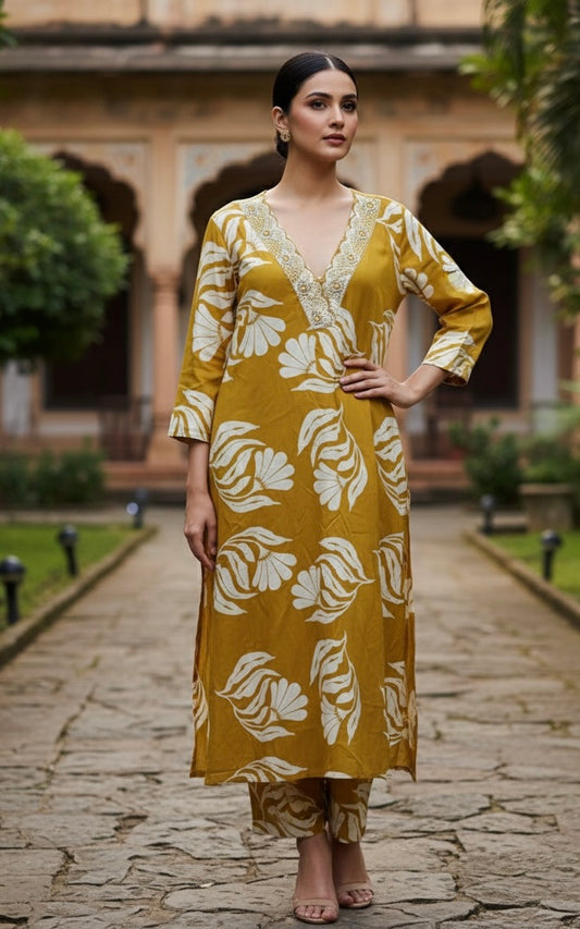 Cotton Coord Set with White Print