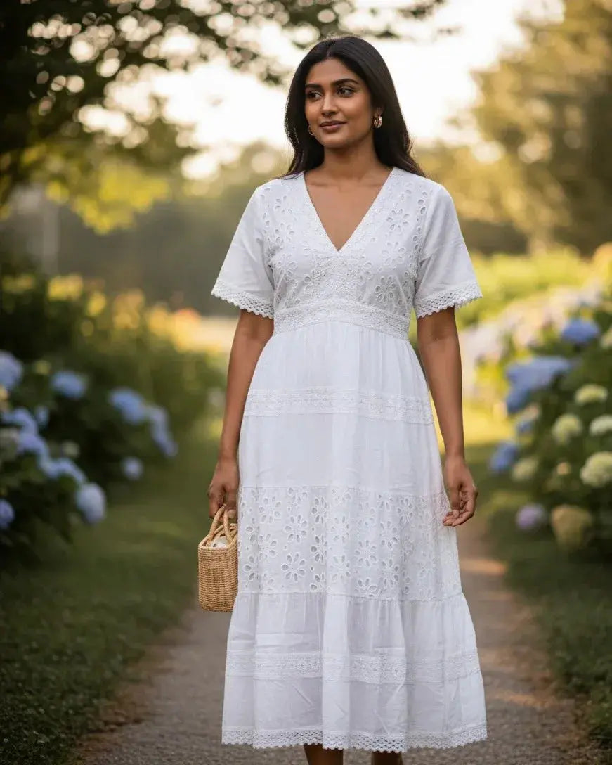 Cotton Short Sleeve Midi Dress - SOL BY SMITHA