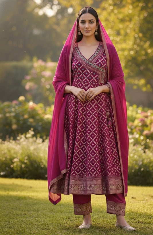 Banarasi Angrakha Dress