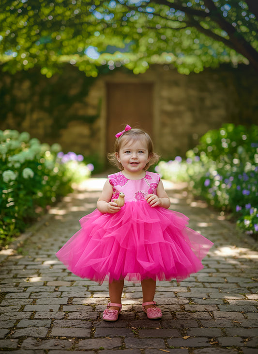 Pink  color party frock