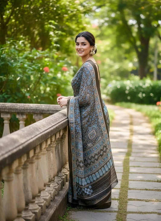 Ajrak Modal Saree - SOL BY SMITHA