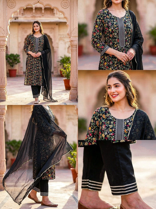 Black Kalamkari Design Dress - SOL BY SMITHA