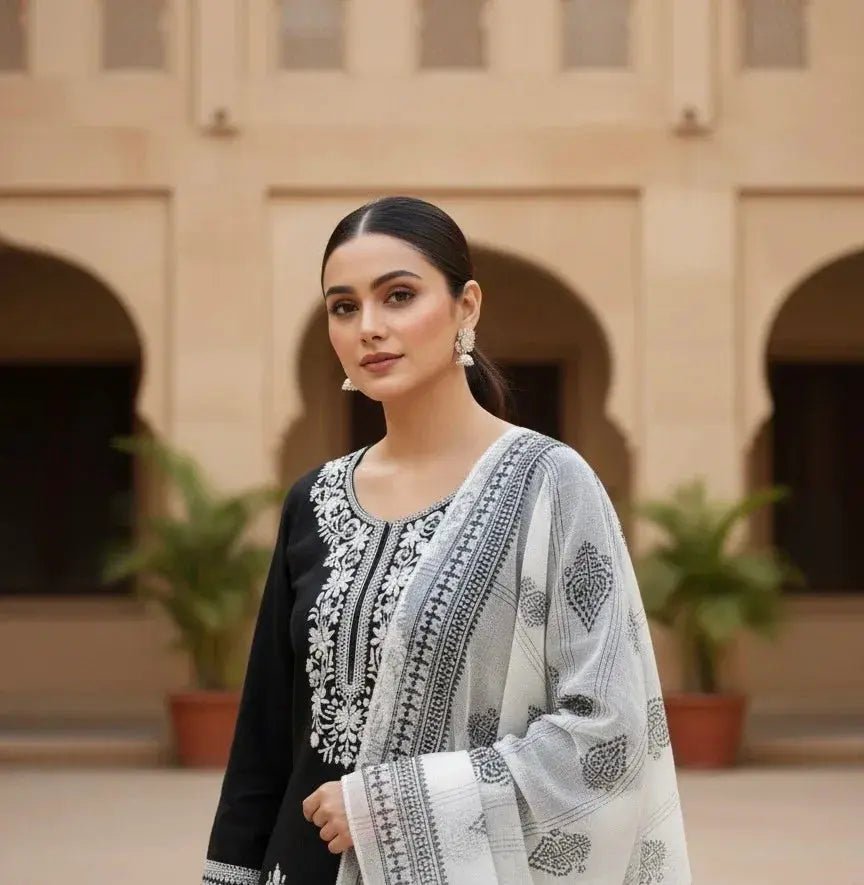 Black Lucknowi dress - SOL BY SMITHA