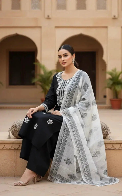 Black Lucknowi dress - SOL BY SMITHA