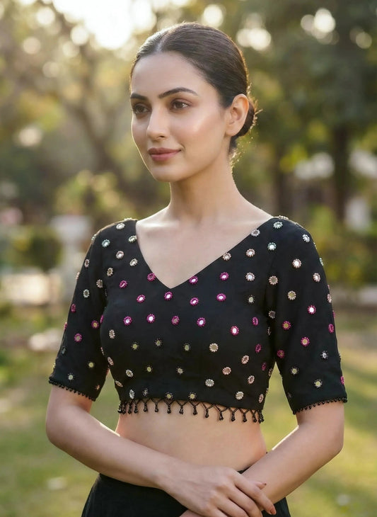 Black Mirror Work Blouse - SOL BY SMITHA