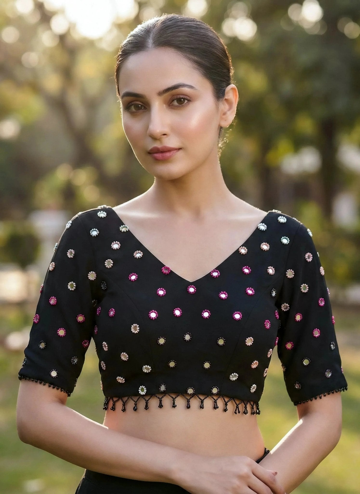 Black Mirror Work Blouse - SOL BY SMITHA