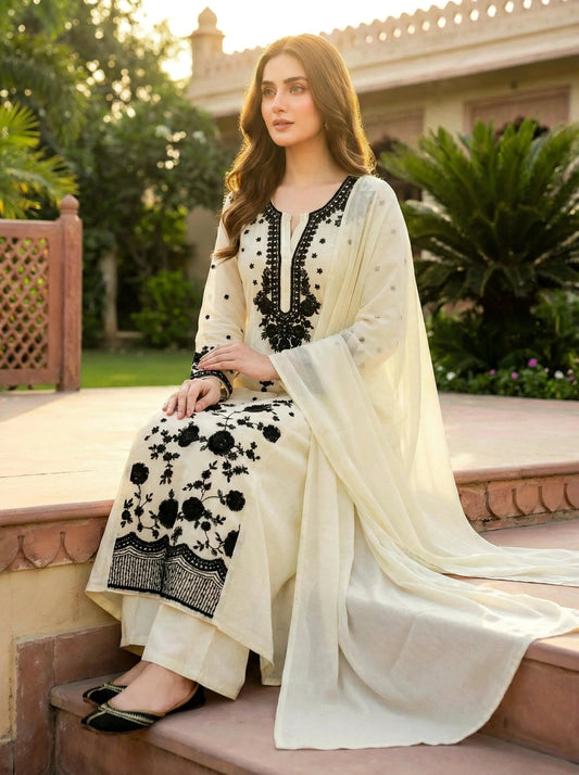 Black & White Georgette Party Wear Salwar Suit for Women | Elegant 3 Piece Set - SOL BY SMITHA