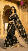 Black With Multicolor Stone Work Saree - SOL BY SMITHA