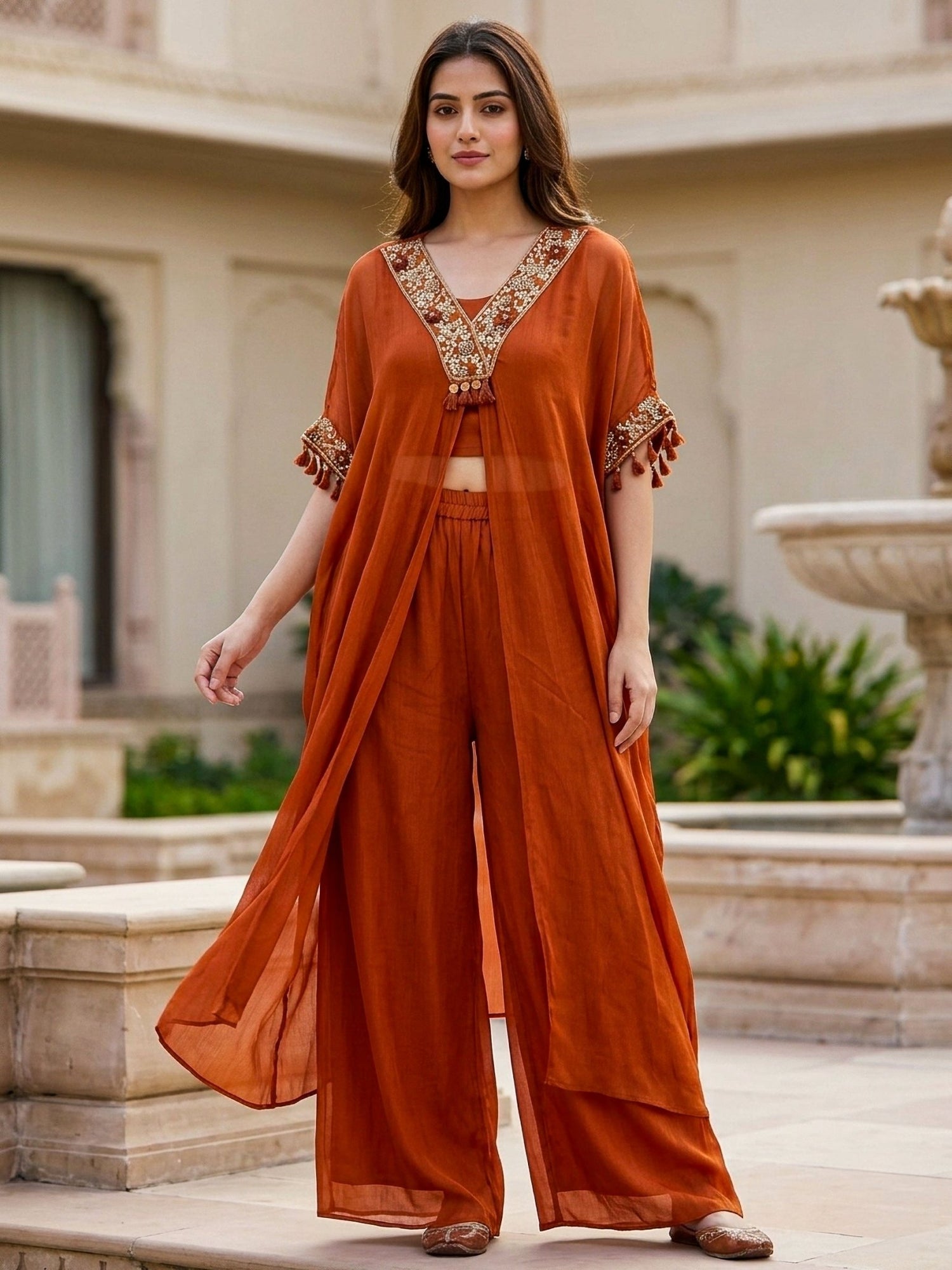 Burnt Orange Half Coat & Inner - SOL BY SMITHA