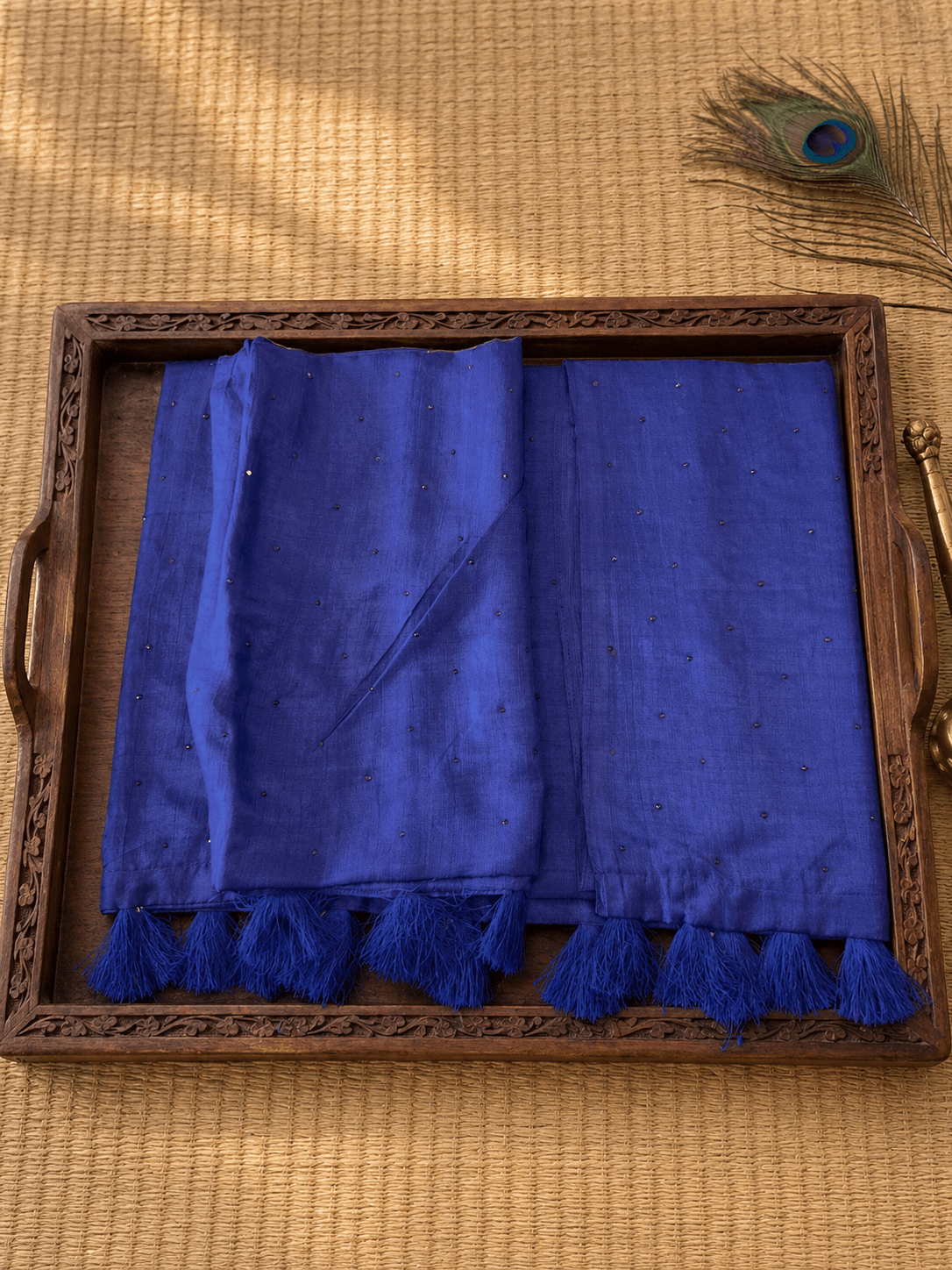 Chanderi Silk Saree with Tassel Pallu | Elegant Lightweight Saree - SOL BY SMITHA