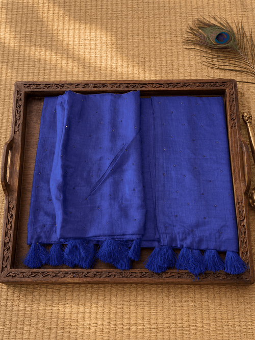 Chanderi Silk Saree with Tassel Pallu | Elegant Lightweight Saree - SOL BY SMITHA