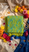 Machine embroidered Chikankari cotton saree for women by SOL BY SMITHA, featuring traditional handcrafted embroidery in soft mull cotton.