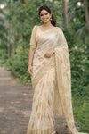 Chinon Saree with Zari Weaving – Lightweight Festive Wear | Sol By Smitha - SOL BY SMITHA