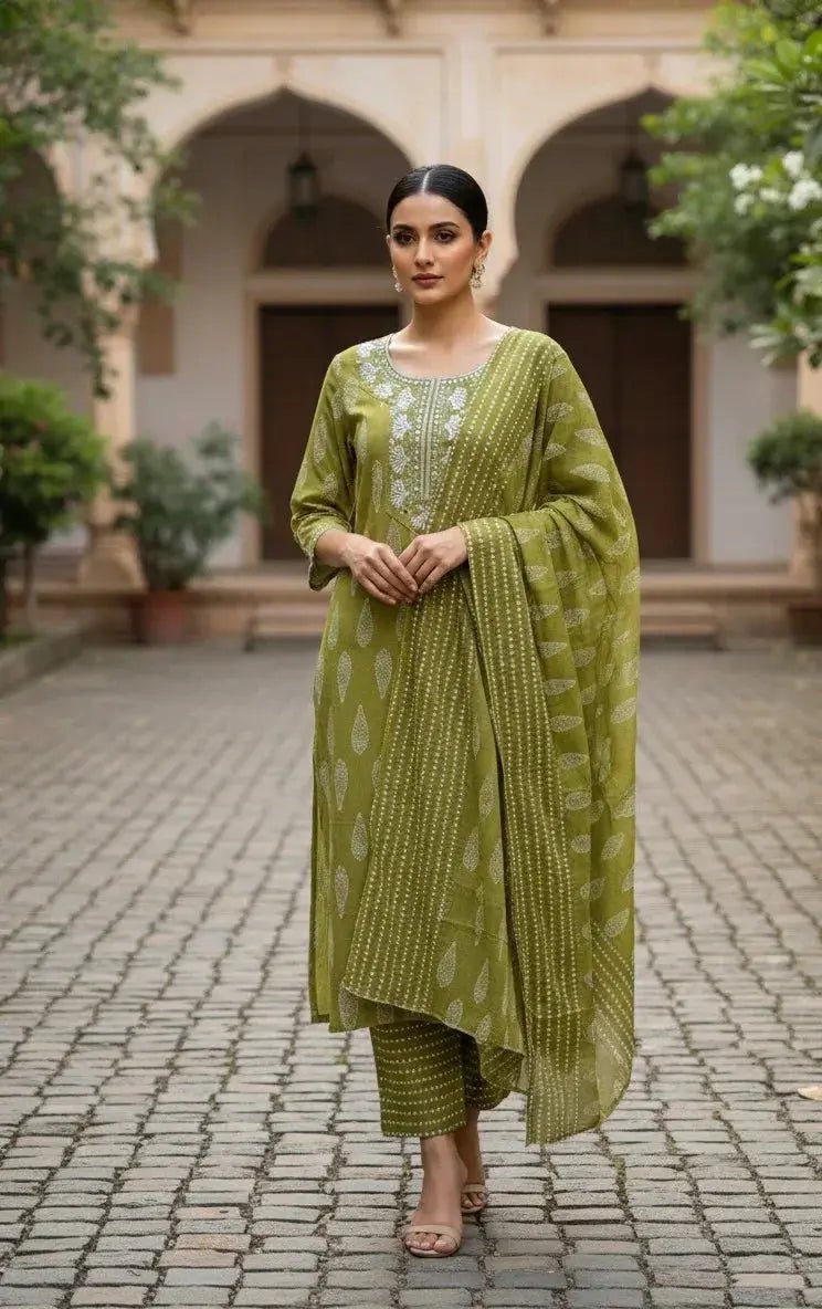 Classic Light Green Mirror Embellished Set - SOL BY SMITHA