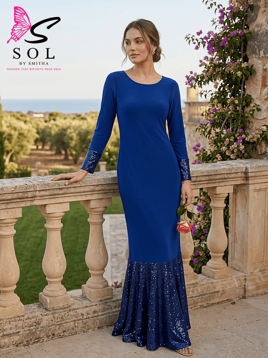 Convertible Gown Saree for Women | 2 - in - 1 Blue Designer Outfit - SOL BY SMITHA