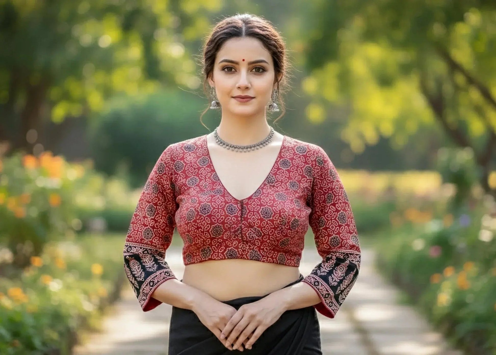 Cotton Ajrak Blouse - SOL BY SMITHA