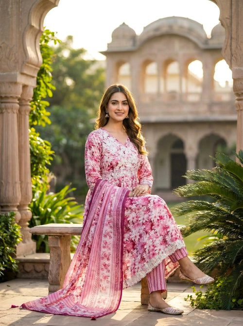 Cotton Angrakha Style 3 Piece Suit Set for Women - SOL BY SMITHA