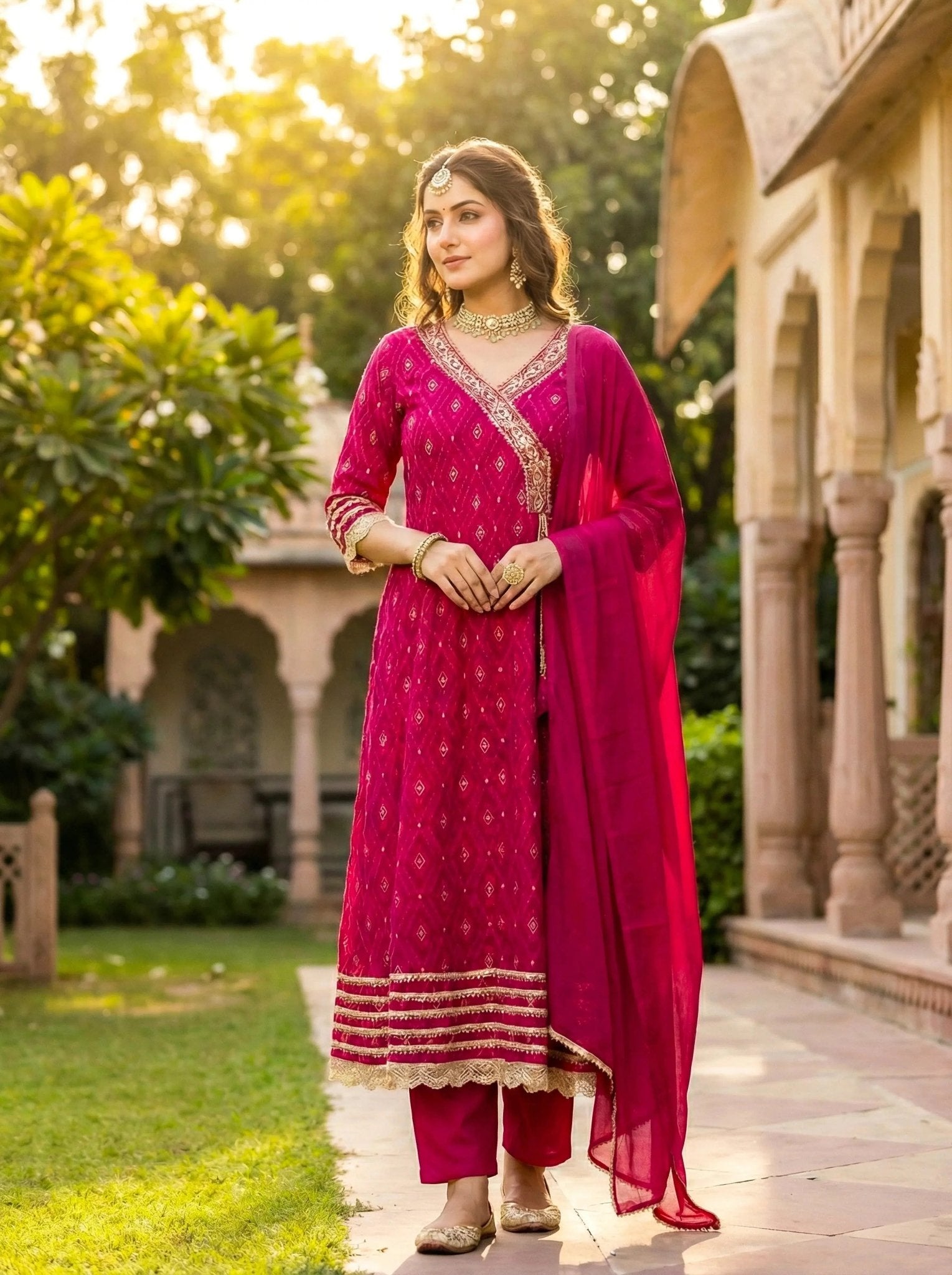 Cotton Angrakha Style 3 Piece Suit Set for Women - SOL BY SMITHA