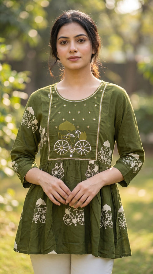 Short cotton kurti by SOL BY SMITHA with a comfortable fit and stylish design, perfect for casual wear.