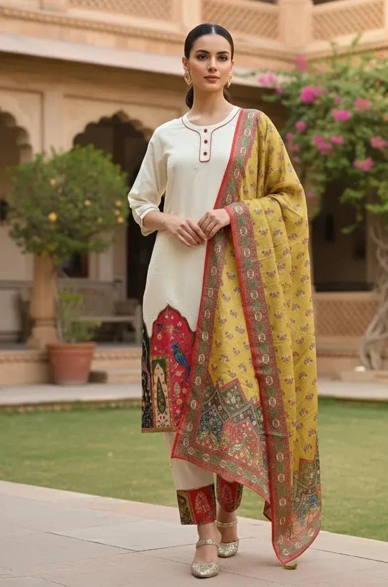 Cream 3 PC Dress - SOL BY SMITHA