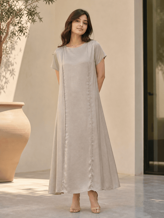 Crepe Silk Maxi Dress – Flowy A - Line Casual Elegant Dress for Women - SOL BY SMITHA