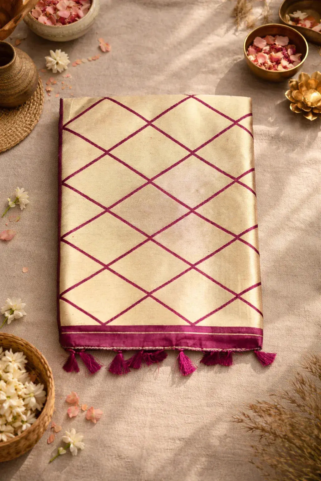 Double Side Temple Border Saree – Traditional Elegant Festive Wear - SOL BY SMITHA