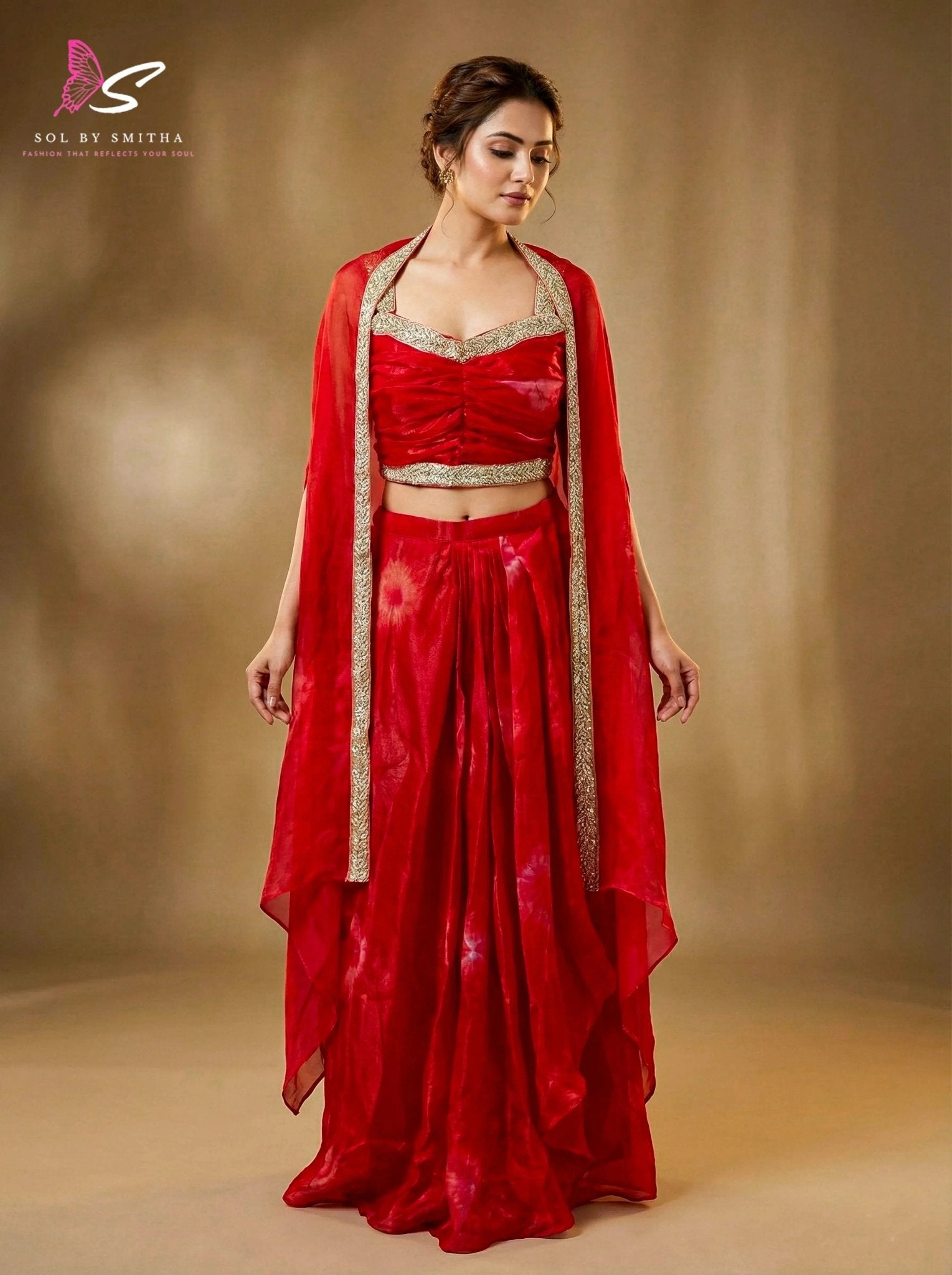 Draped Skirt With Overcoat - SOL BY SMITHA
