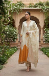 Elegant Beige & Orange Floral Embroidered Suit - SOL BY SMITHA