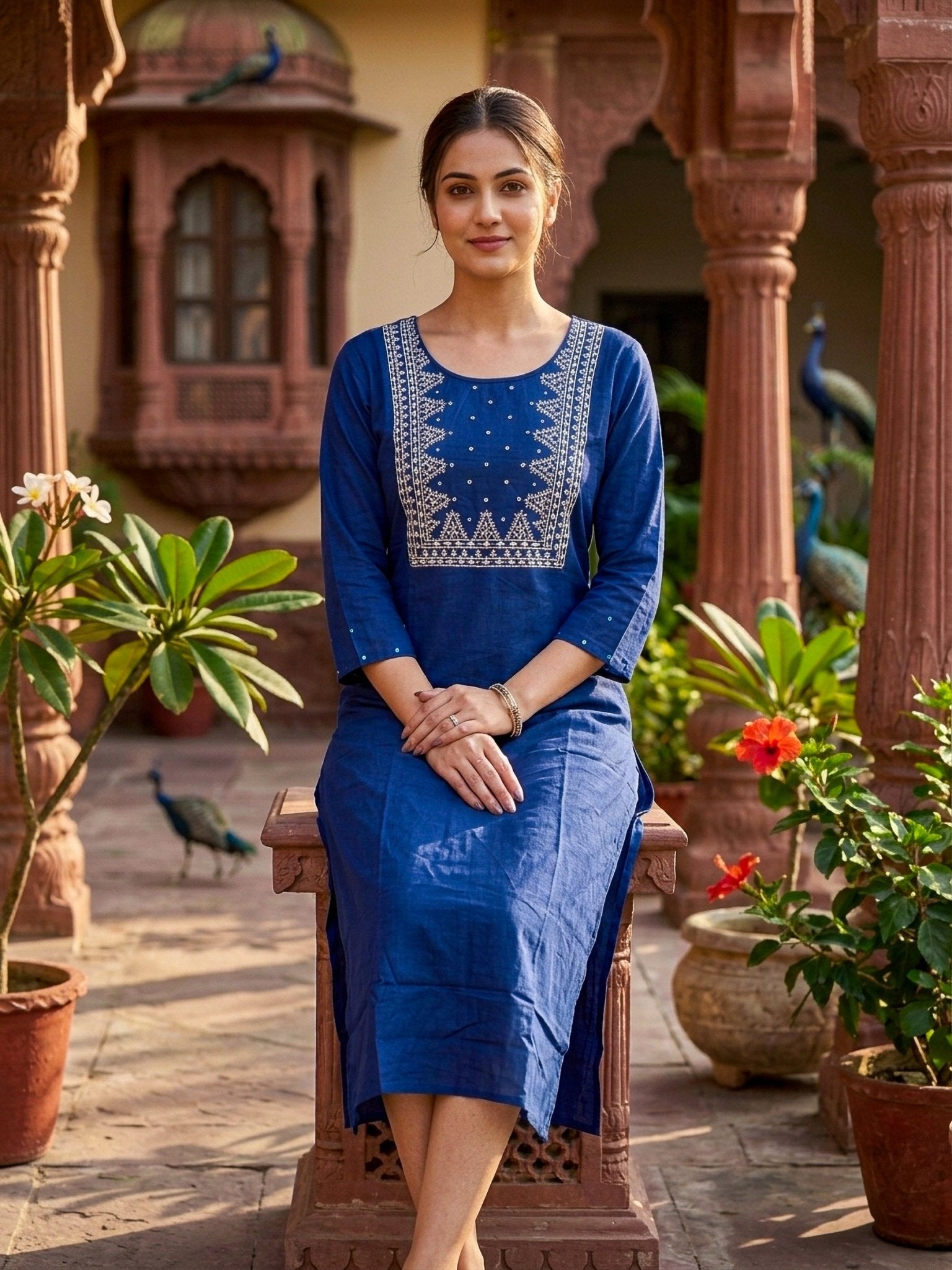 Elegant Blue Embroidered Kurti for Women | Stylish Ethnic Wear – SOL BY SMITHA - SOL BY SMITHA