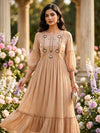 Elegant Embroidered Gown for Women | Peach & Blush Brown – SOL BY SMITHA - SOL BY SMITHA