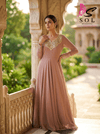 Embroidered Neck Georgette Gown - SOL BY SMITHA