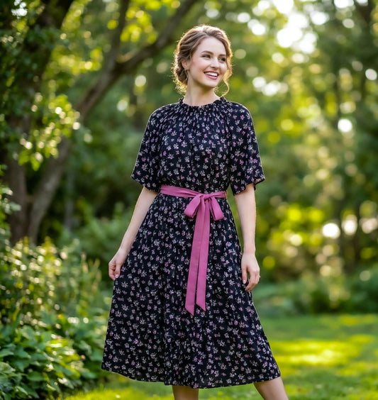Floral Frock ( Black ) - SOL BY SMITHA