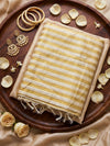 Gold Striped Tissue Silk Saree in Dubai | Elegant Ivory & Gold Party Wear Saree - SOL BY SMITHA