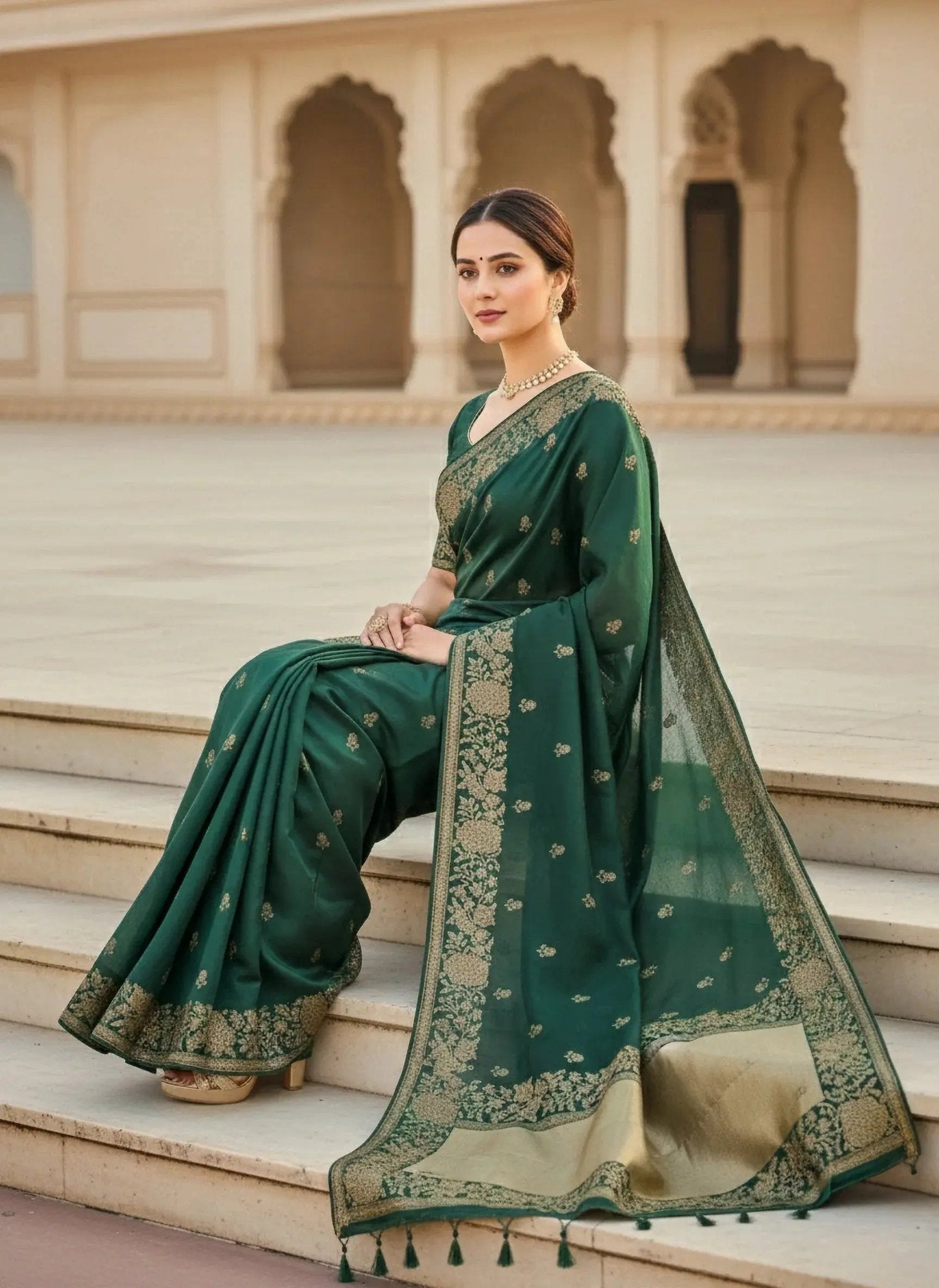 Golden Print Saree - SOL BY SMITHA